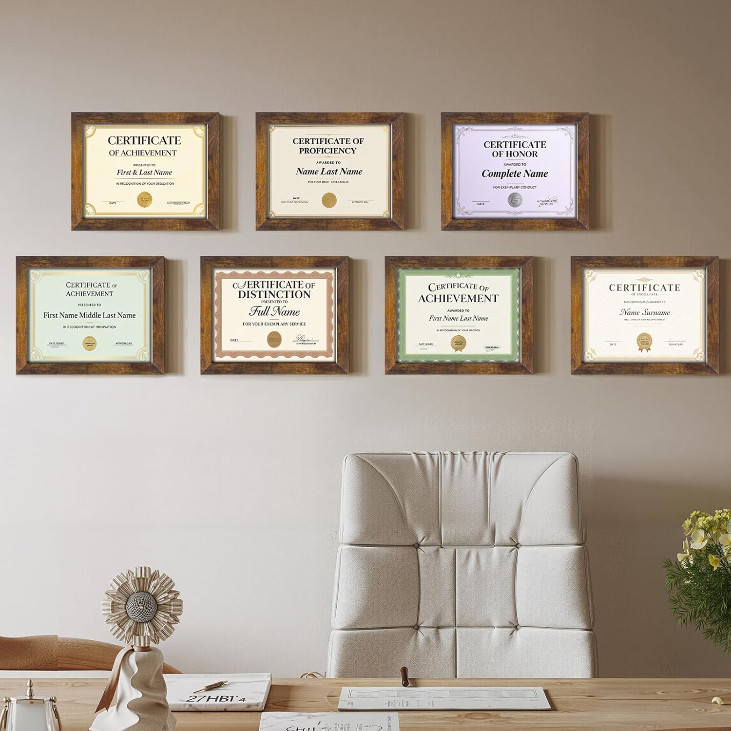 Certifications wall at Dr.Amruta Sankalp Bhandarkar